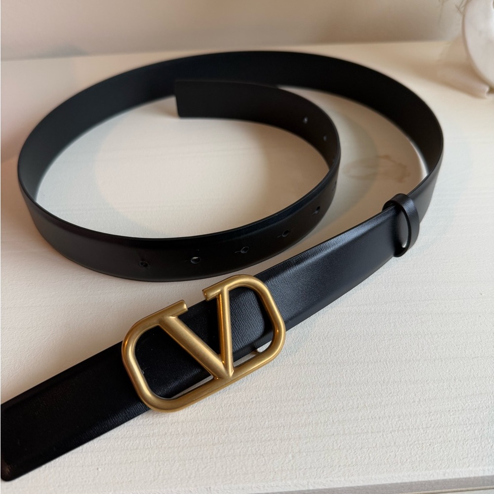 Valentino Black Belt with Gold Buckle